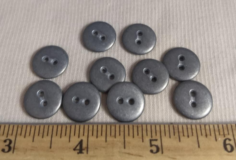 Button #AL6695 #2-Hole #Antique-Silver #Metal #10pc