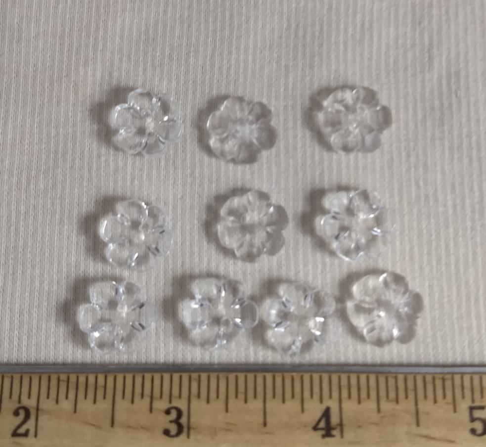 Button #PS9106 #2 Hole #Clear #Flower #Acrylic #10pc