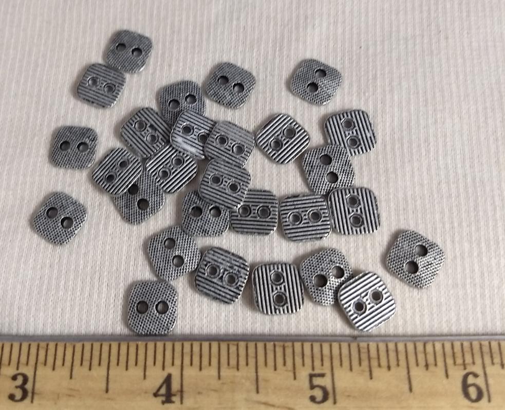 Button #AL6771 #2-Hole #Antique-Silver #Metal #10pc