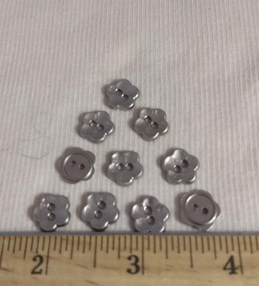 Button #AL6773 #2 Hole #Antique-Silver #Metal #Flower #10pc