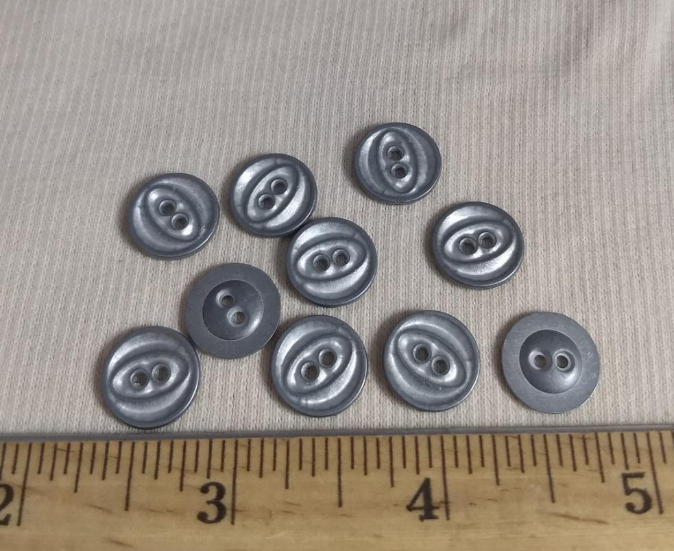 Button #AL6528 #2-Hole #Antique-Silver #Rim #Metal #10pc