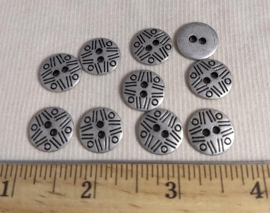 Button #AL6523 #2-Hole #Matte-Silver #Metal #10pc