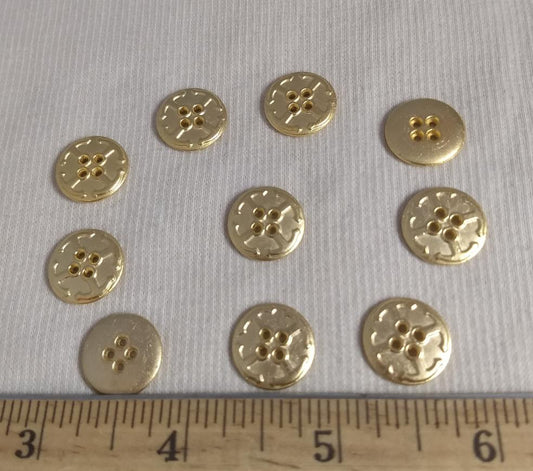 Button #AL6796 #4-Hole #Gold #Rim #Metal #10pc