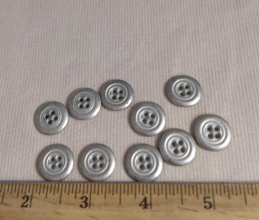 Button #AL6764 #4-Hole #Antique-Silver #Rim #Metal #10pc