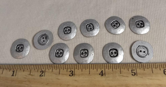 Button #AL6388 #2-Hole #Antique-Silver #Rim #Metal #10pc