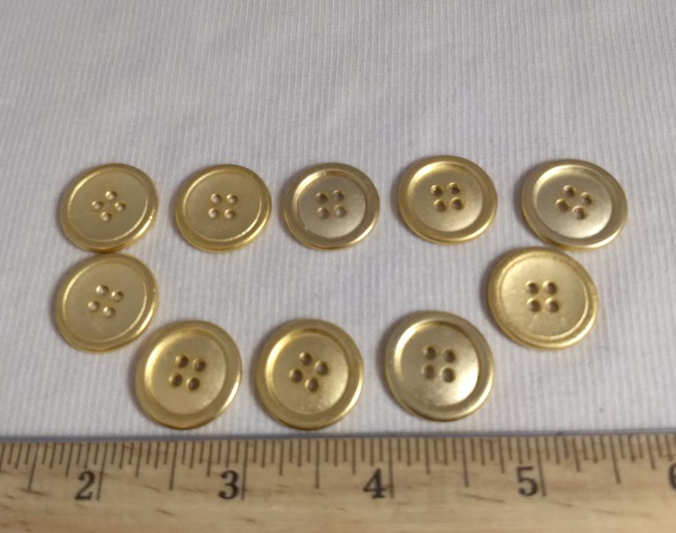 Button #AL6512 #4-Hole #Gold #Rim #Metal #10pc