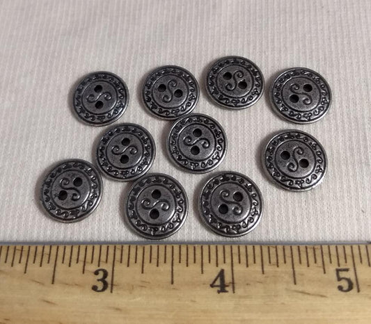 Button #AL6063 #2-Hole #Antique-Silver #Metal #10pc