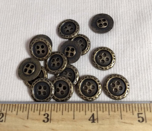 Button #AL6529 #4-Hole #Antique-Gold #Rim  #Metal #10pc