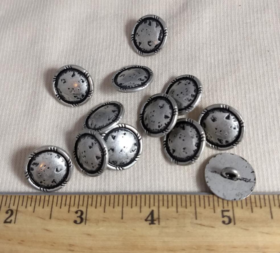 Button #AL6736 #Shank #Antique-Silver #Rim #Metal #10pc