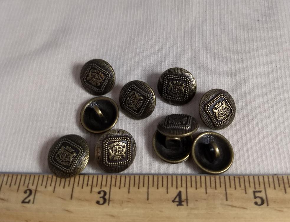 Button #1245 #Shank #Antique-Gold #Metal #10pc