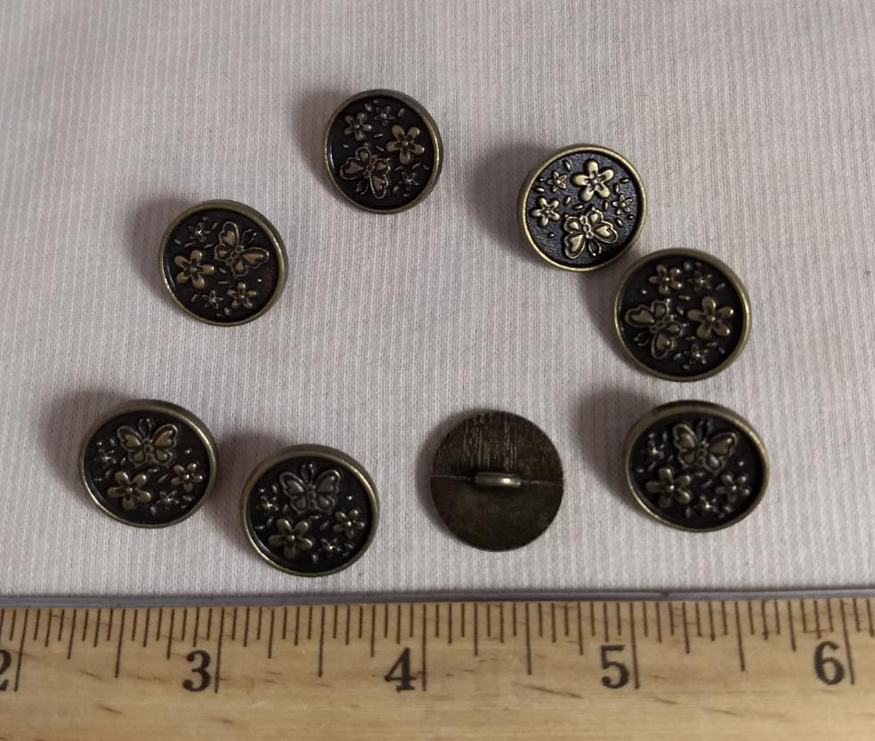 Button #6619 #Shank #Antique-Gold #Rim #Metal #10pc