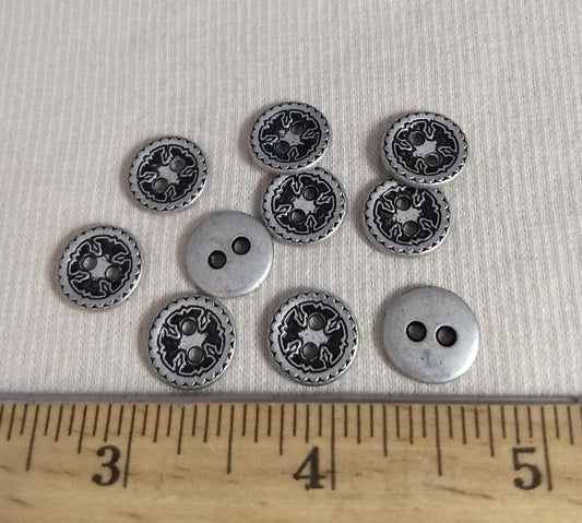 Button #1425 #2-Hole #Silver #Rim #Metal #10pc