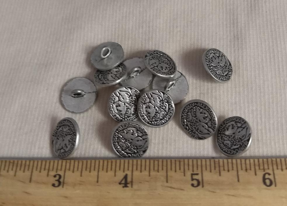 Button #6159 #Shank #Antique-Silver #Metal #10pc