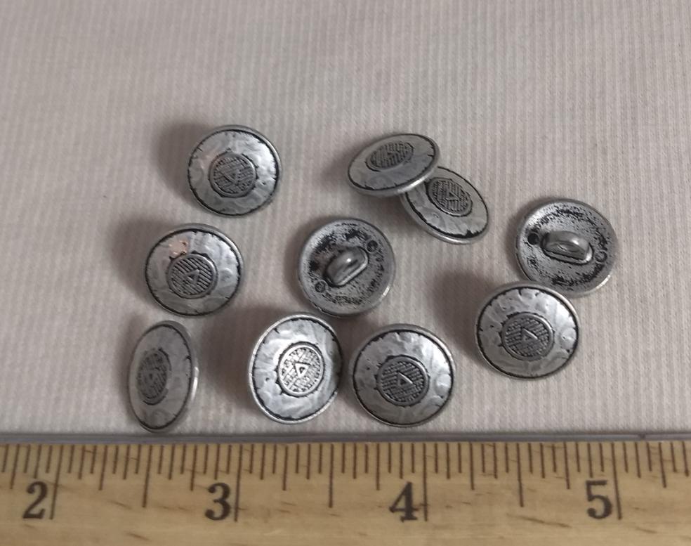 Button #1431 #Shank #Antique-Silver #Rim #Metal #10 pc