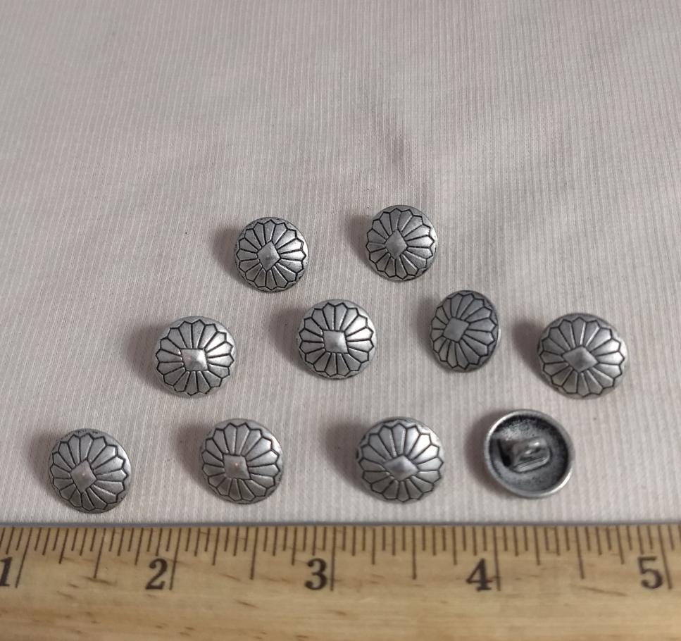 Button #AL6480 #Shank #Antique-Silver #Rim #Metal  #10 pc