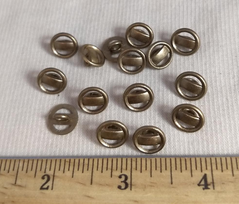 Button #AL6223 #Shank #Antique-Gold #Rim #Metal #10 pc