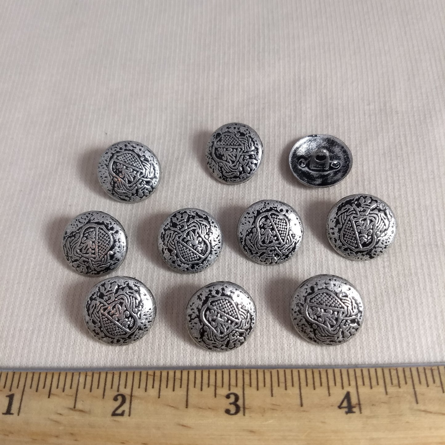 Button #1262 #Shank #Antique-Silver #Metal #10 pc