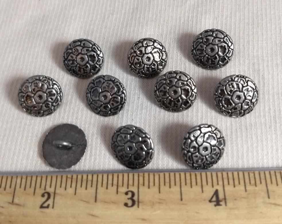 Button #AL6463 #Shank #Antique-Silver #Metal #10 pc