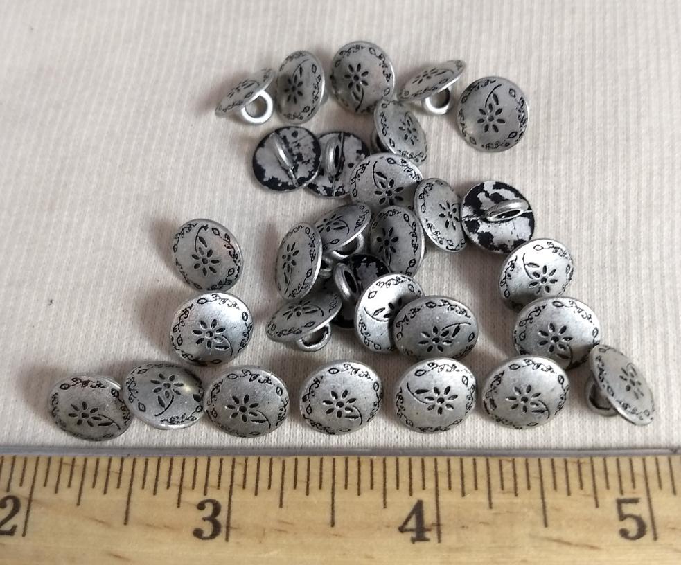 Buttons #PS378-1 #Shank #Antique-Silver #Rim #Metal #10 pc