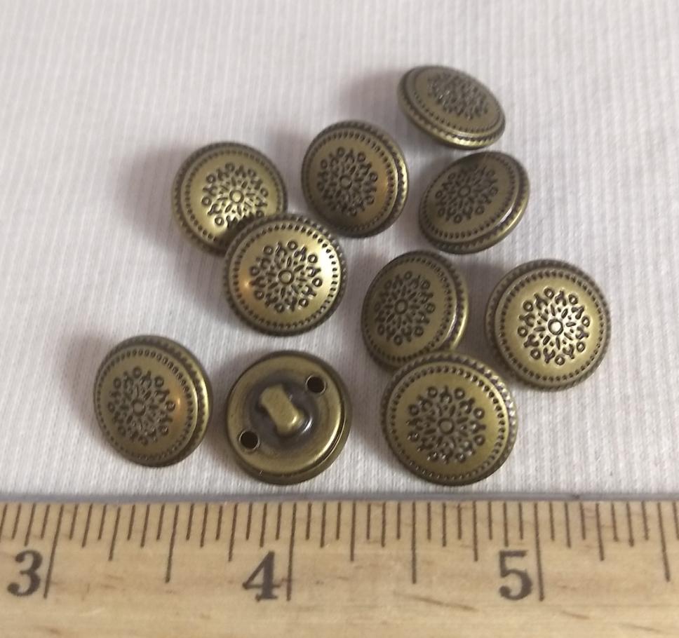 Button #PS378-2 #Shank #Antique-Gold #Rim #Metal #10 pc