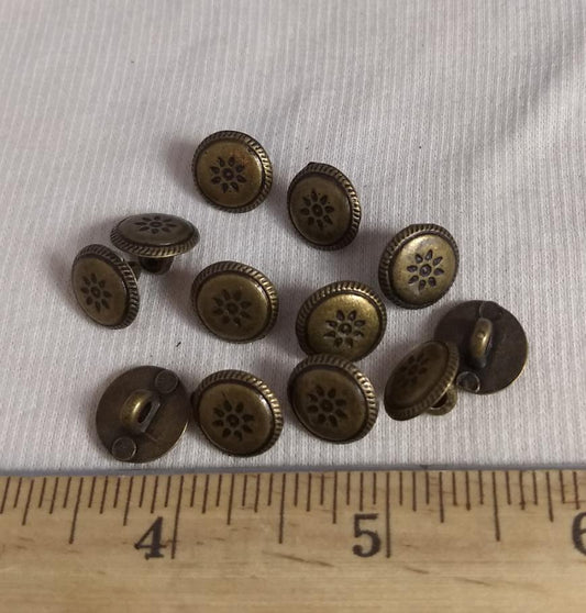 Button #PS378 #Shank #Antique-Gold #Rim #Metal #10pc