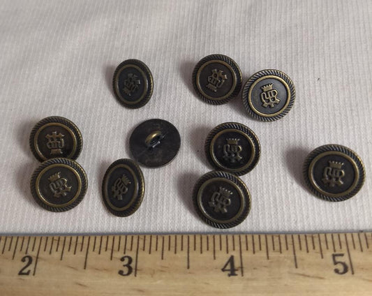 Button #AL6490 #Shank #Antique-Gold #Rim #Metal #10 pc