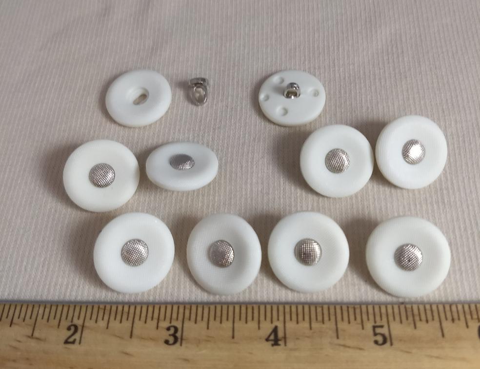 Button #G20025 #Shank #White #Rim #Silver #Abs #10pc