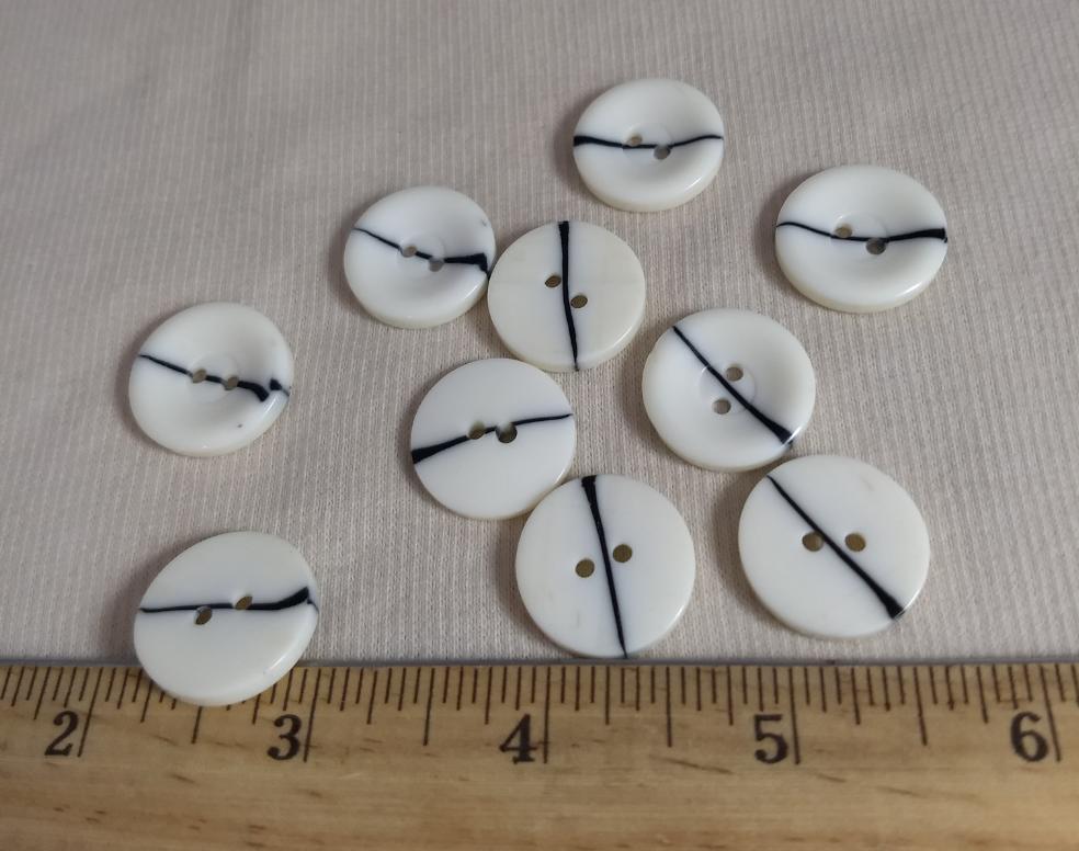 Button #1433 #2 Hole #White #Rim #Polyester #10pc