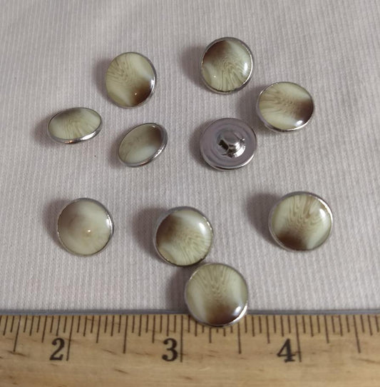 Button #1434 #Shank #Cream-Brown #Rim #Polyester #10pc