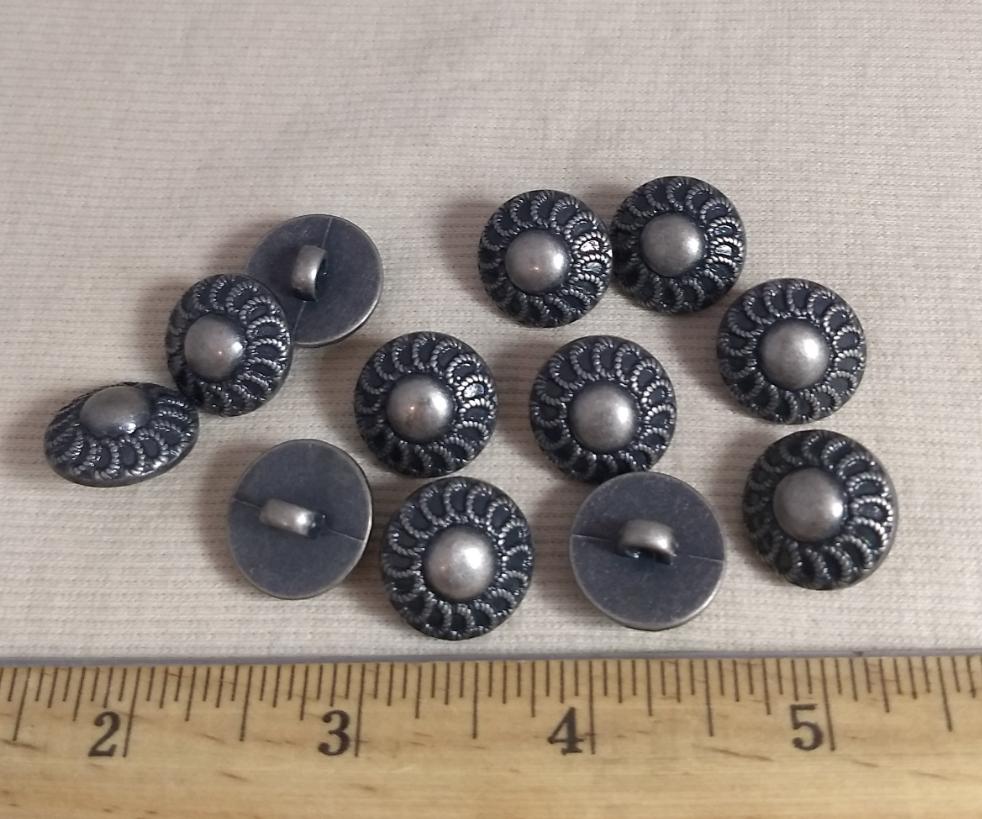 Button #1439 #Shank #Antique-Silver #Rim #Metal #10pc