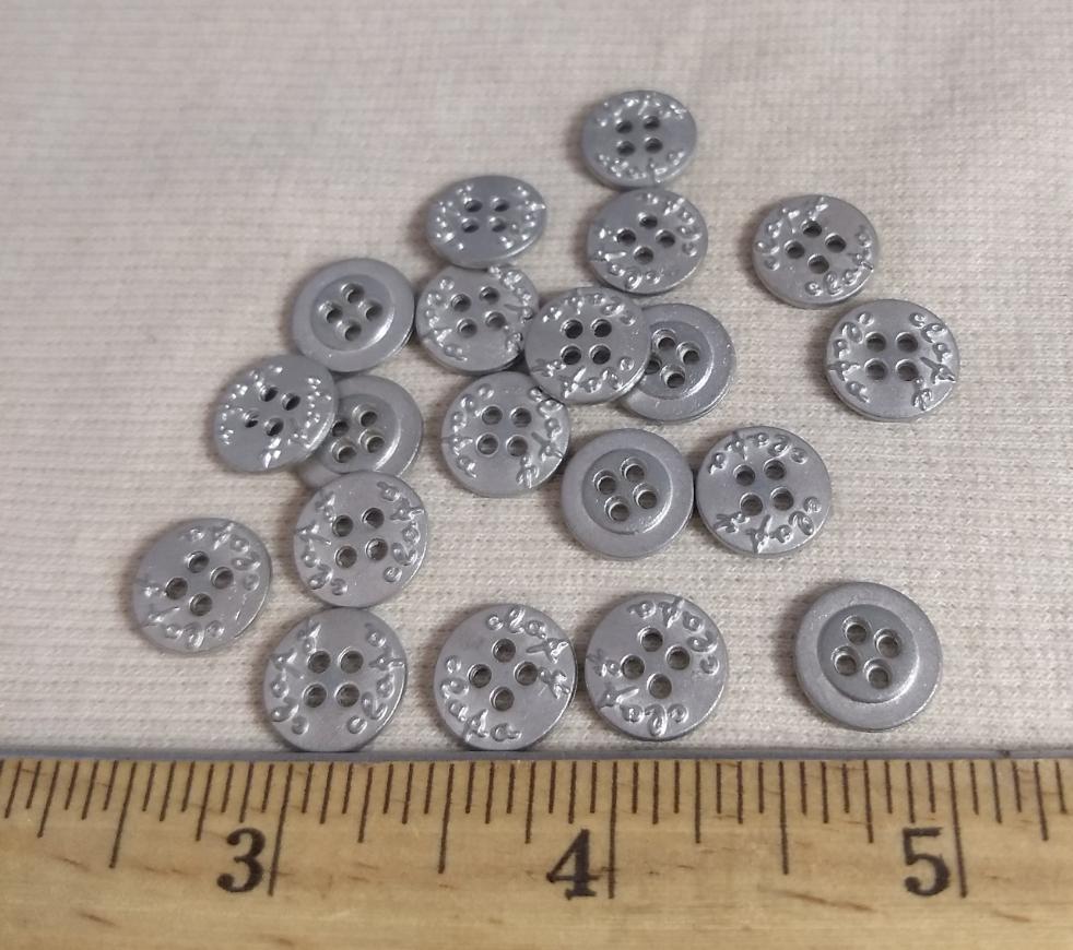 Button #1441 #4-Hole #Antique-Silver #Metal #10pc