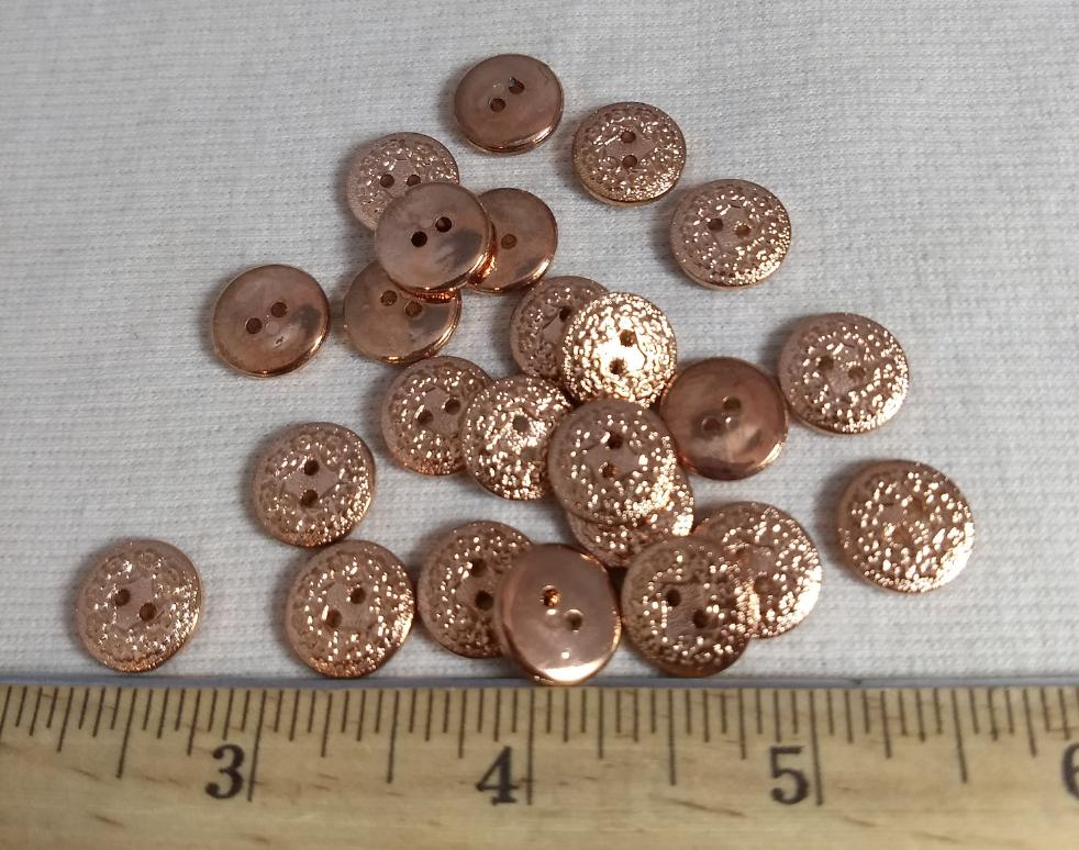 Button #1444 #2 Hole #Gold #ABS #10pc