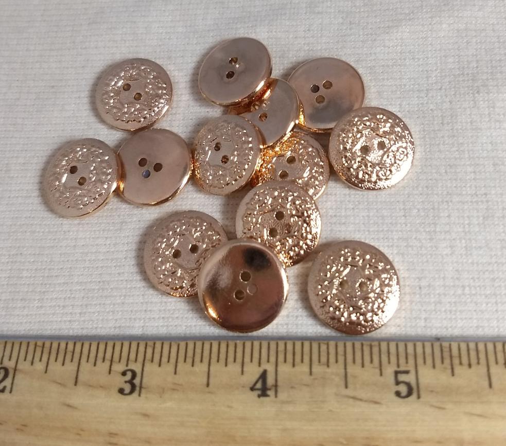 Button #1444 #2 Hole #Gold #ABS #10pc