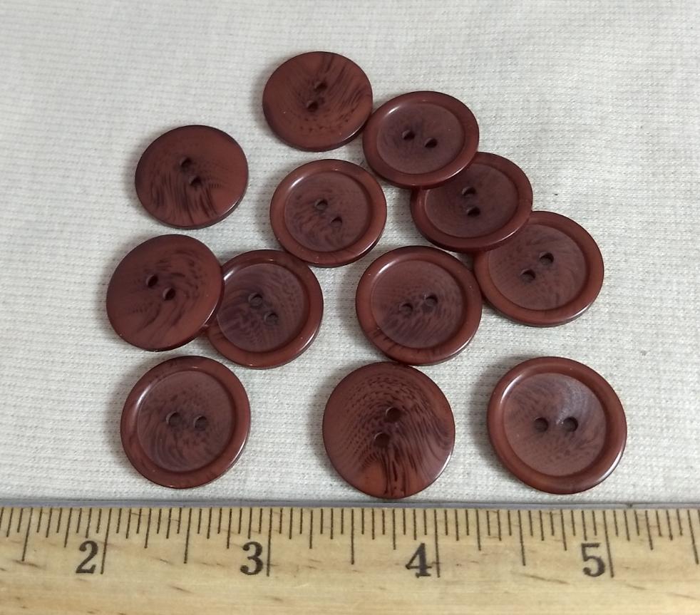 Button #1445 #2 Hole #Brown #Rim #Polyester#10pc