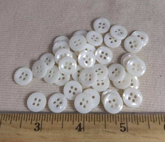 Button #IIPO947 #4 Hole #White #Basic #Rim #Polyester #10pc