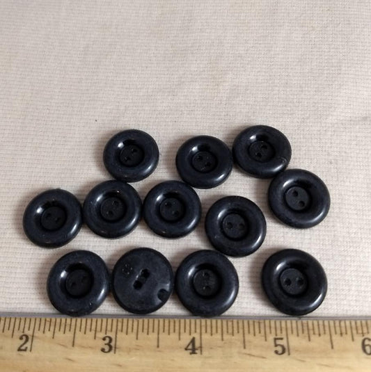 Button #Basic #52025 #2 Hole #Black #Bagel #Rim #Polyester #10pc