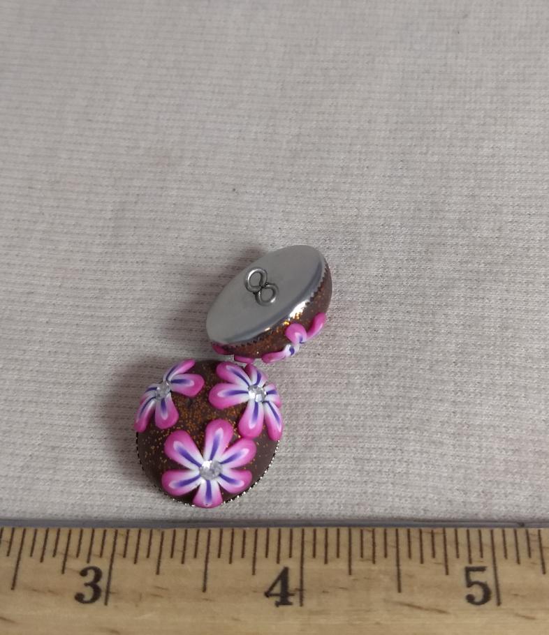 Button #Rhinestone #110907-4 #Shank #Pink #Floral #1pc