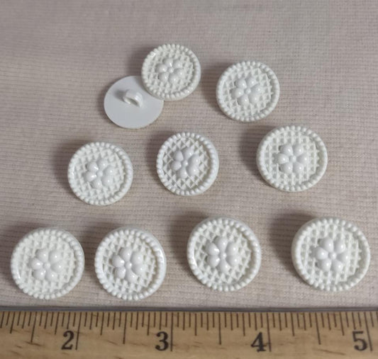 Button #1301 #Shank #White #Rim #Nylon #10pc