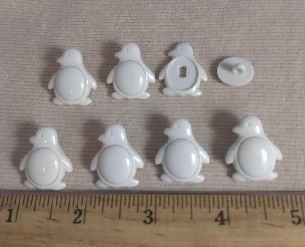 Button #1448 #Shank #White #Children #Penguin #Polyester #10pc