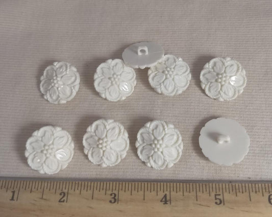 Button #2123 #Shank #White #Flower #Nylon  #10pc