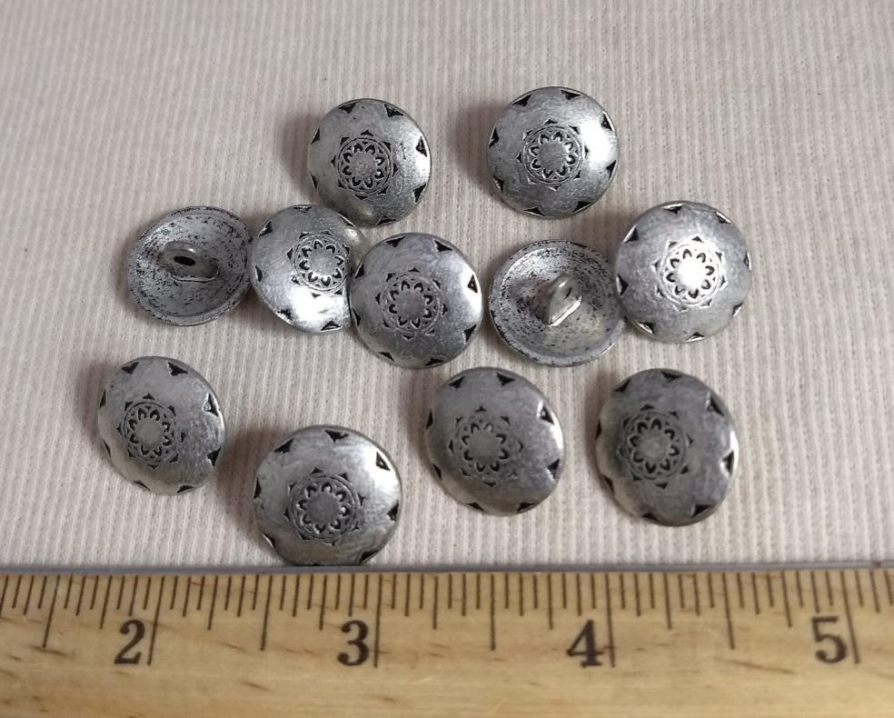 Button #6196 #Shank #Antique-Silver #Metal #10pc