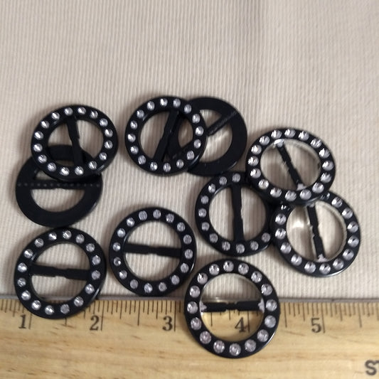 Buckle #MB851 #Black #Round #Acrylic-Stone #10pc