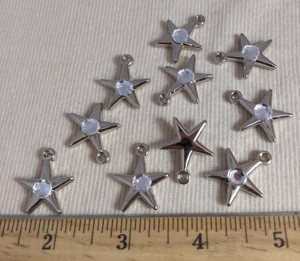 Pendant #BLT269 #Silver #Acrylic #Star #Charm #ABS #10pc