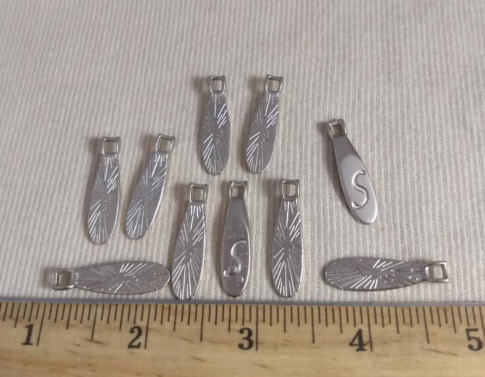 Pendant #7051 #Silver #Zipper-Pull-Tab #Metal #10pc