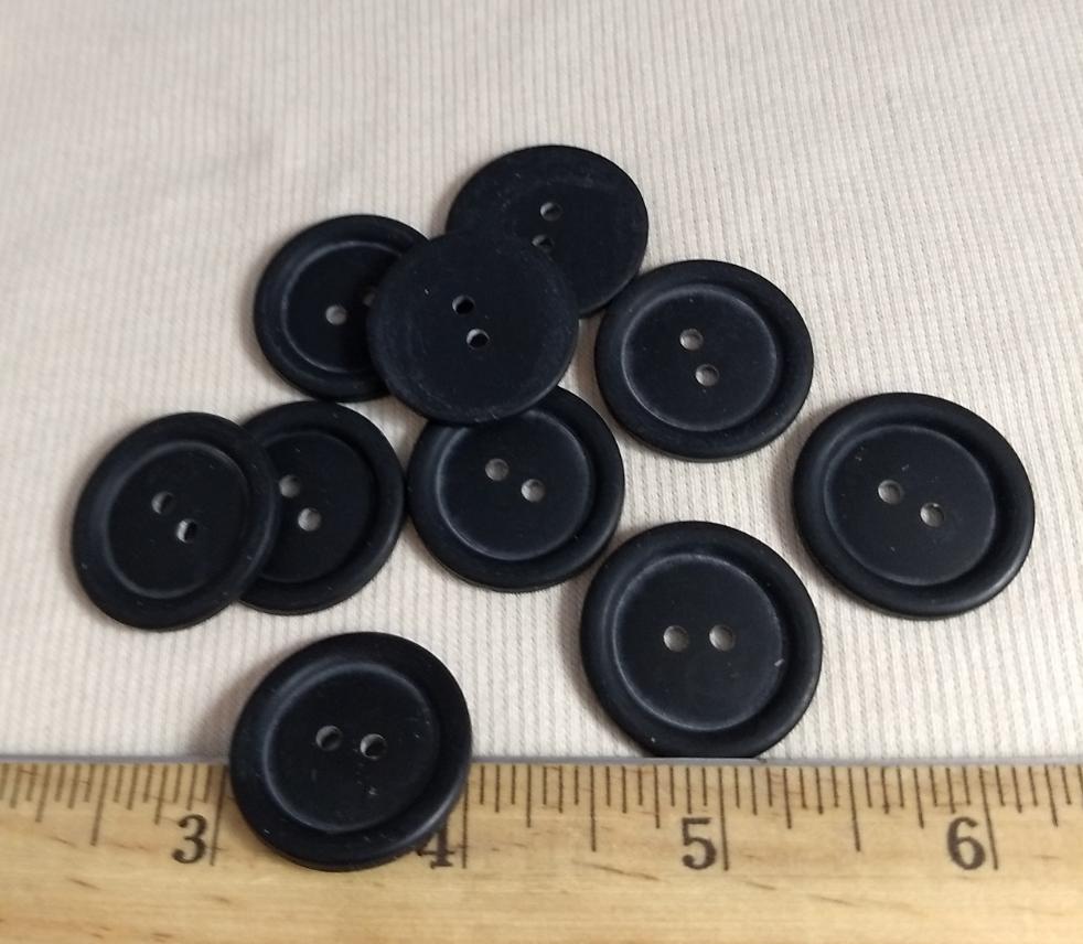 Button #P-Rim #2 Hole #Black #Basic #Polyester #10pc