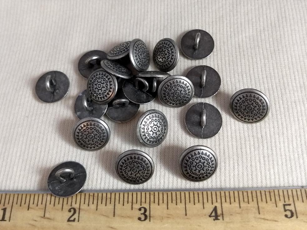 Button #1483 #Shank #Antique-Silver #Metal #10pc