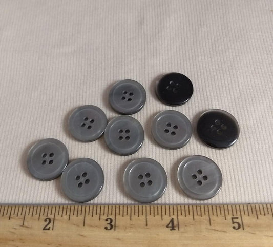 Button #4369 #4 Hole #Grey #Rim #Polyester #10pc