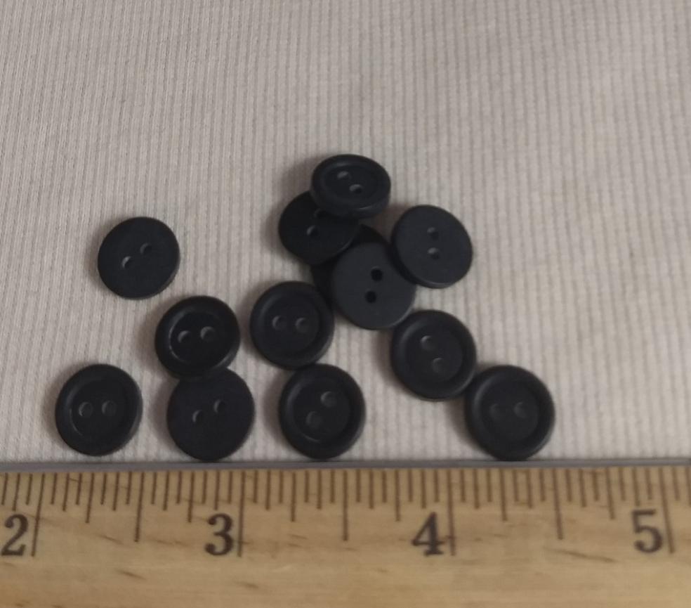 Button #P-Rim #2 Hole #Black #Basic #Polyester #10pc