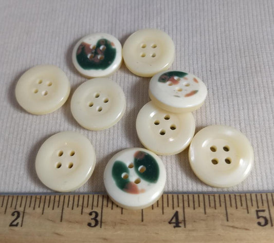 Button #1485 #4 Hole #Cream #Rim  #Polyester #10pc