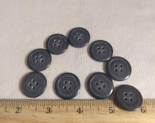 Button #9235 #4 Hole #11-Grey #Rim #Imitation #Horn #Polyester #10pc